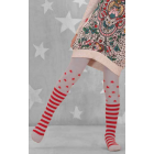 Paper Wings Tights - Red - Light Grey