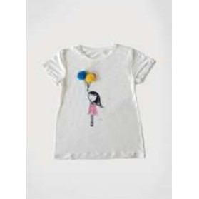 Vierra Rose Ariel Pompom Tee in Cloud