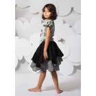 Paper Wings Black & Cream Frilled Skirt- PREORDER